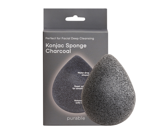 Спонж из конжака для чистки лица с углем Purable Konjac Sponge - Charcoal